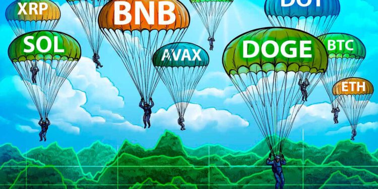 Bitcoin (BTC), Ethereum (ETH), Binance Coin (BNB), Ripple (XRP), Terra (LUNA), Cardano (ADA), Solana (SOL), Avalanche (AVAX), Polkadot (DOT), Dogecoin (DOGE)